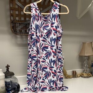 Floral Sleeveless Dress - Blue and Red